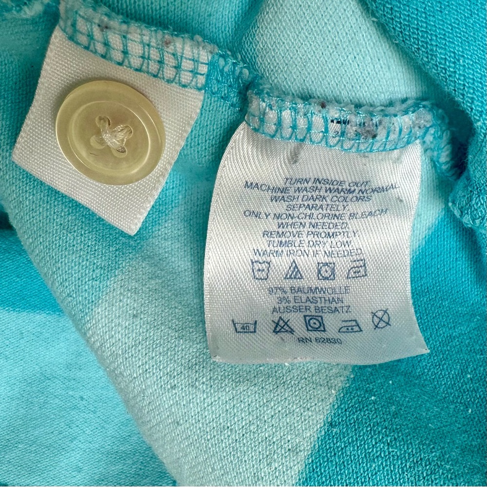 Lands' End Teal Blue Striped 3/4 Sleeve Polo Shirt - Women’s Size Large - Picture 7 of 7